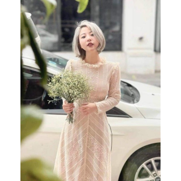 Vải ren hoa kem