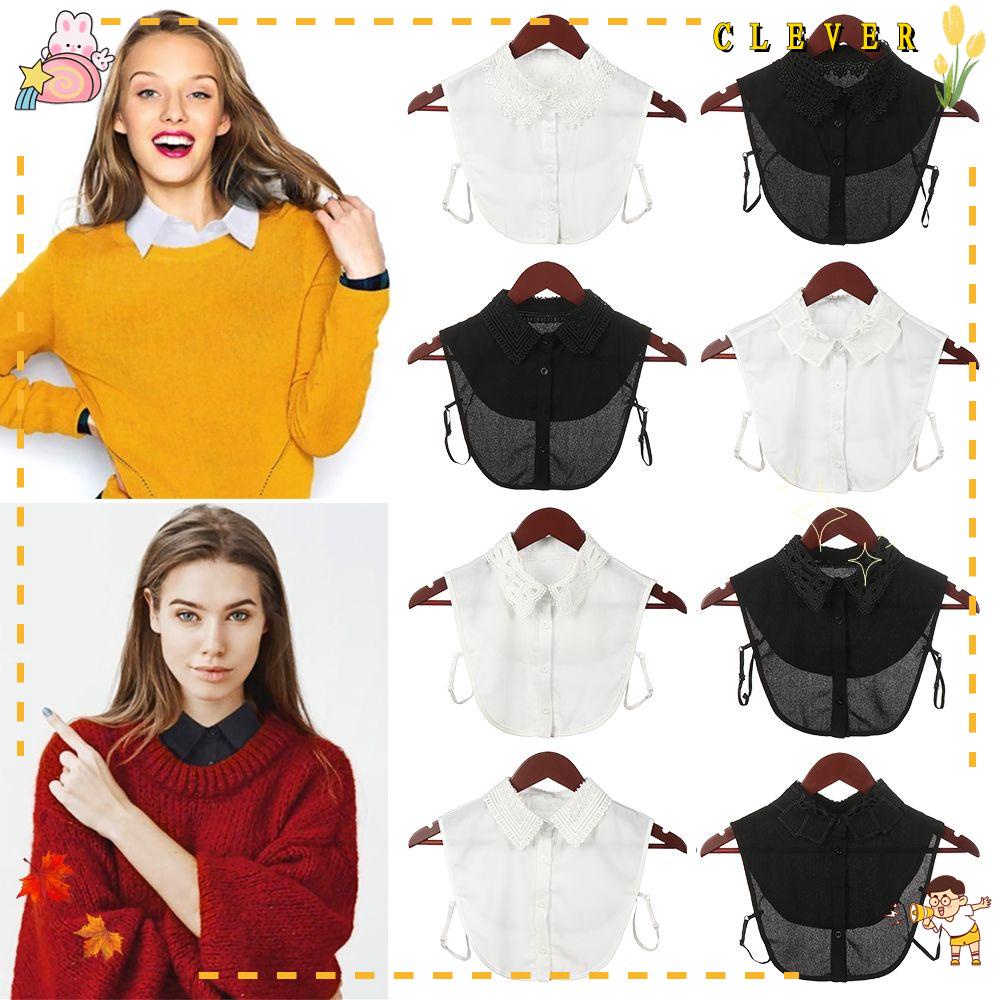 Clever New Fashion Men's And Women's Classic Black And White Embroidered Lace Fake Shirt Collar