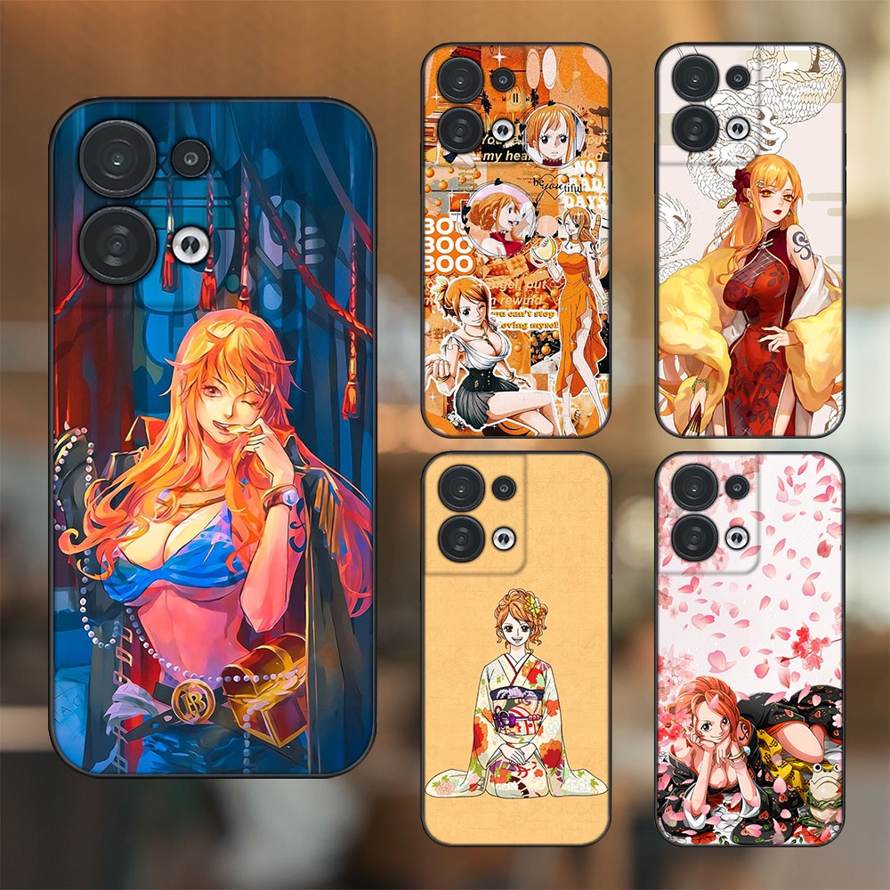 Ốp lưng Oppo Reno 8 5G viền đen in hình Nami One Piece Đảo Hải Tặc