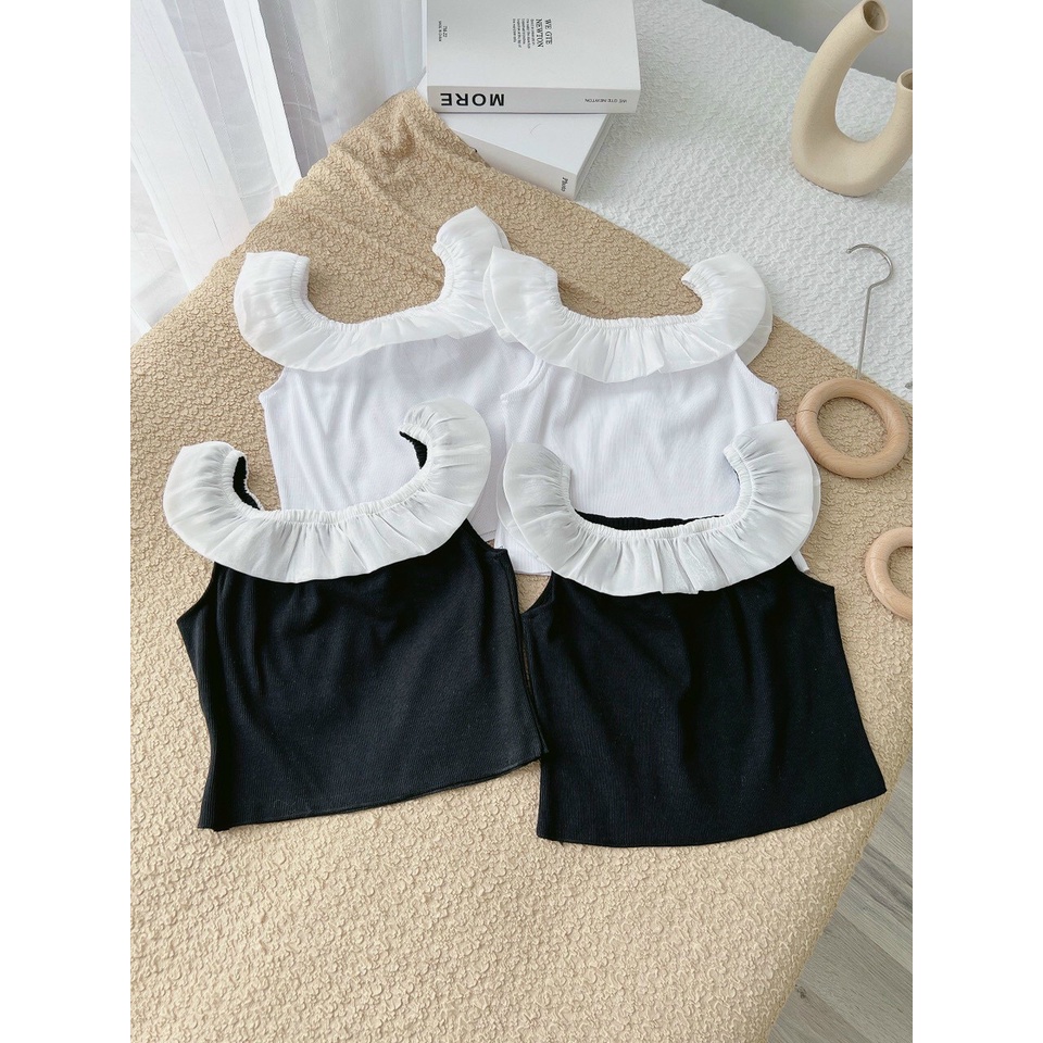 Áo croptop bẹt vai phối lưới cực sang cho cô nàng xinh đẹp na