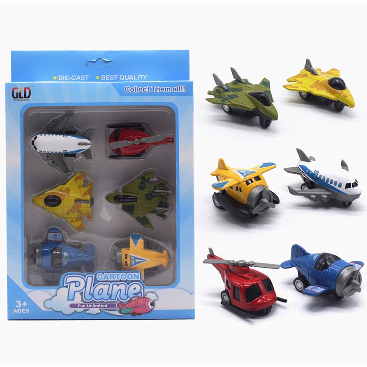 Bộ Quà Tặng 6 xe Mô Hình Máy Bay Cartoon Plane