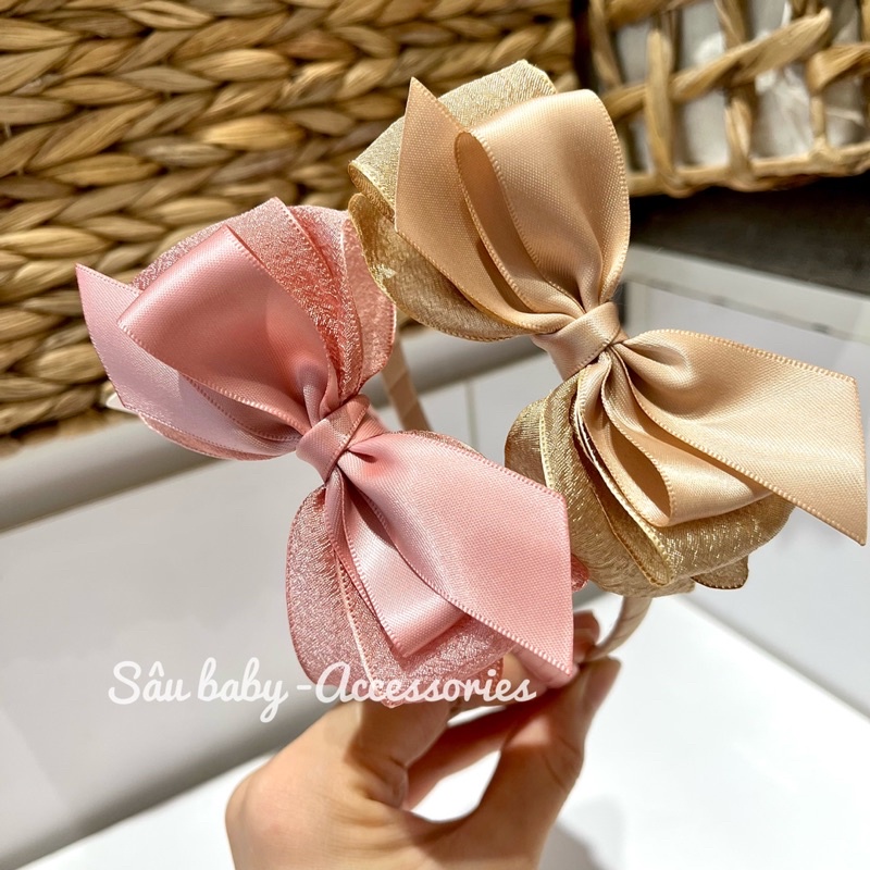 Bờm xước tóc nơ voan handmade đơn giản cho bé