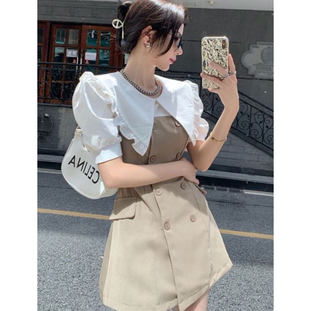 ĐẦM NÂU PHỐI BÈO TRẮNG PHONG CÁCH ULZZANG HÀN QUỐC