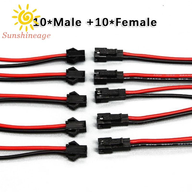 Bộ 10 đầu cáp nối PVC 24AWG 2 chân 2P 10 cm 2.54mm màu đỏ / đen bền bỉ đa năng chuyên nghiệp