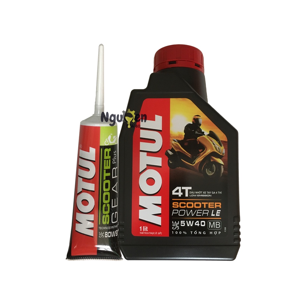 Combo nhớt Motul Power LE 5w40 và nhớt hộp số cho xe tay ga
