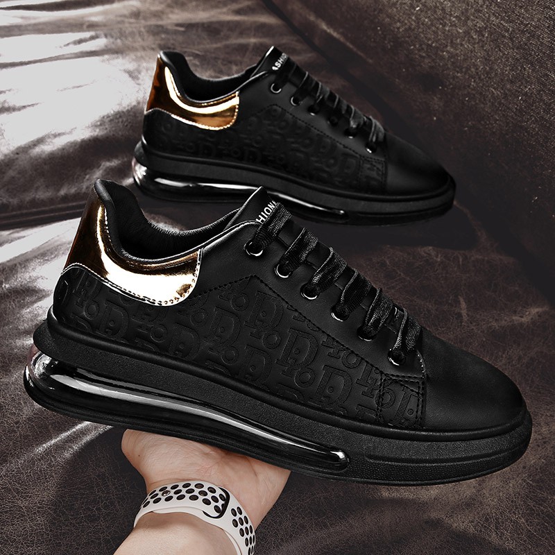 giày nam màu trắng lò xo đệm bệt phù hợp với tất cả các kết học sinh thanh niên thể thao da | BigBuy360 - bigbuy360.vn