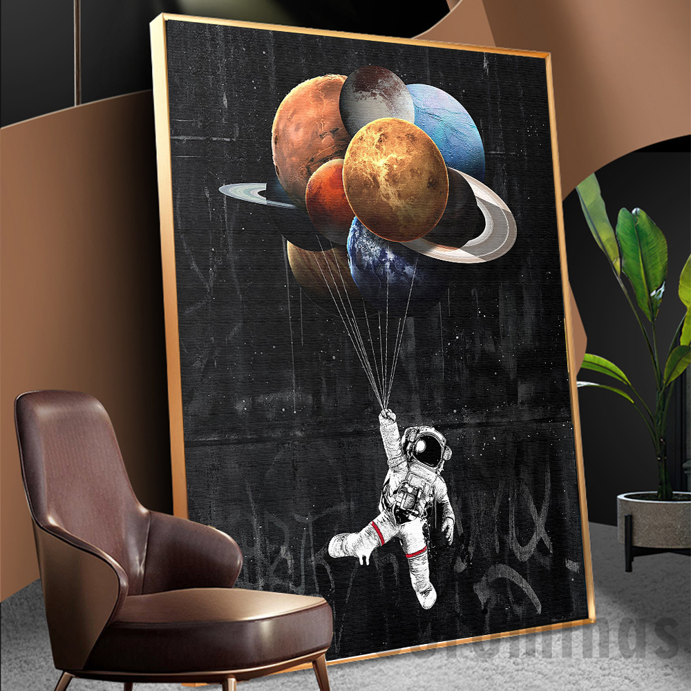 Tranh Canvas Treo Tường Trang Trí Nội Thất Hình Phi Hành Gia Độc Đáo