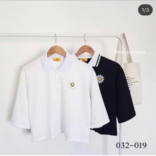 Áo crop polo hoa cúc - CÓ VIDEO ẢNH THẬT