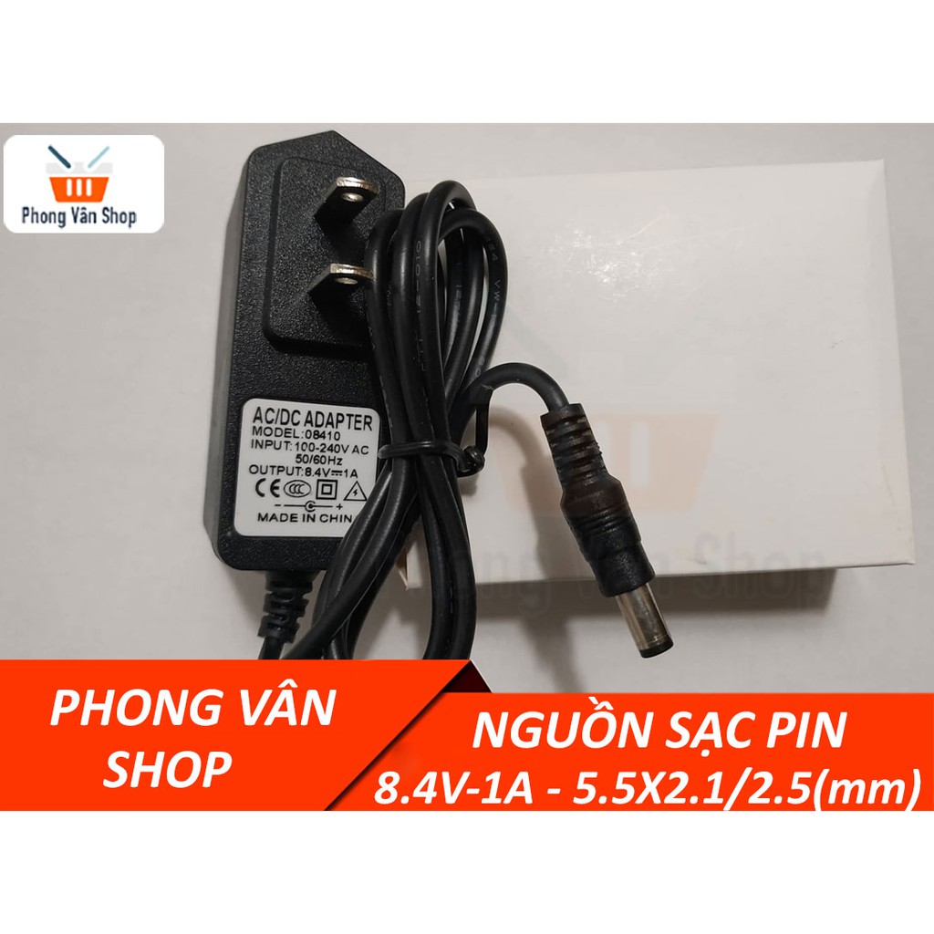 Nguồn Adapter Sạc 8.4v 1a 5.5x2.1-2.5mm có led báo sạc