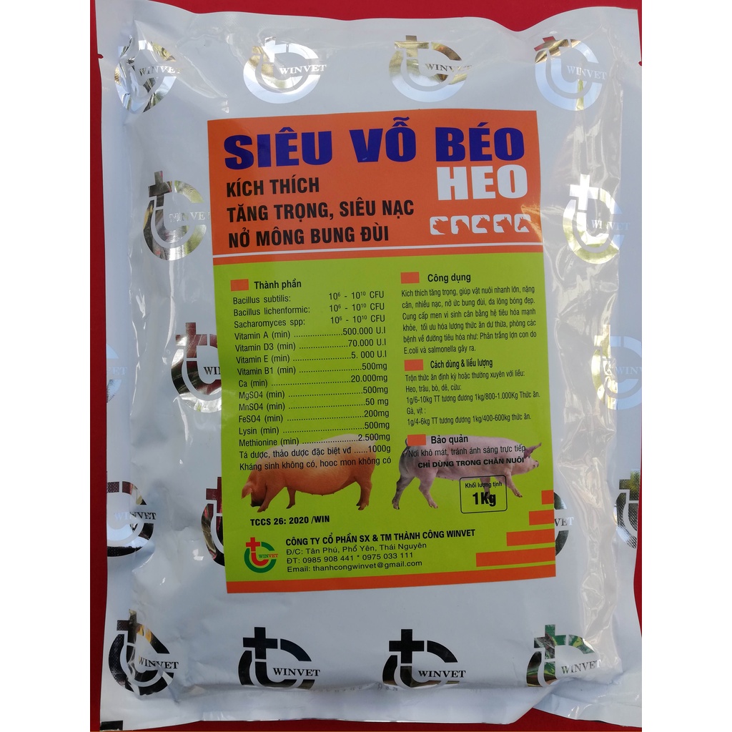Siêu vỗ béo lợn, heo, chó Túi 1kg