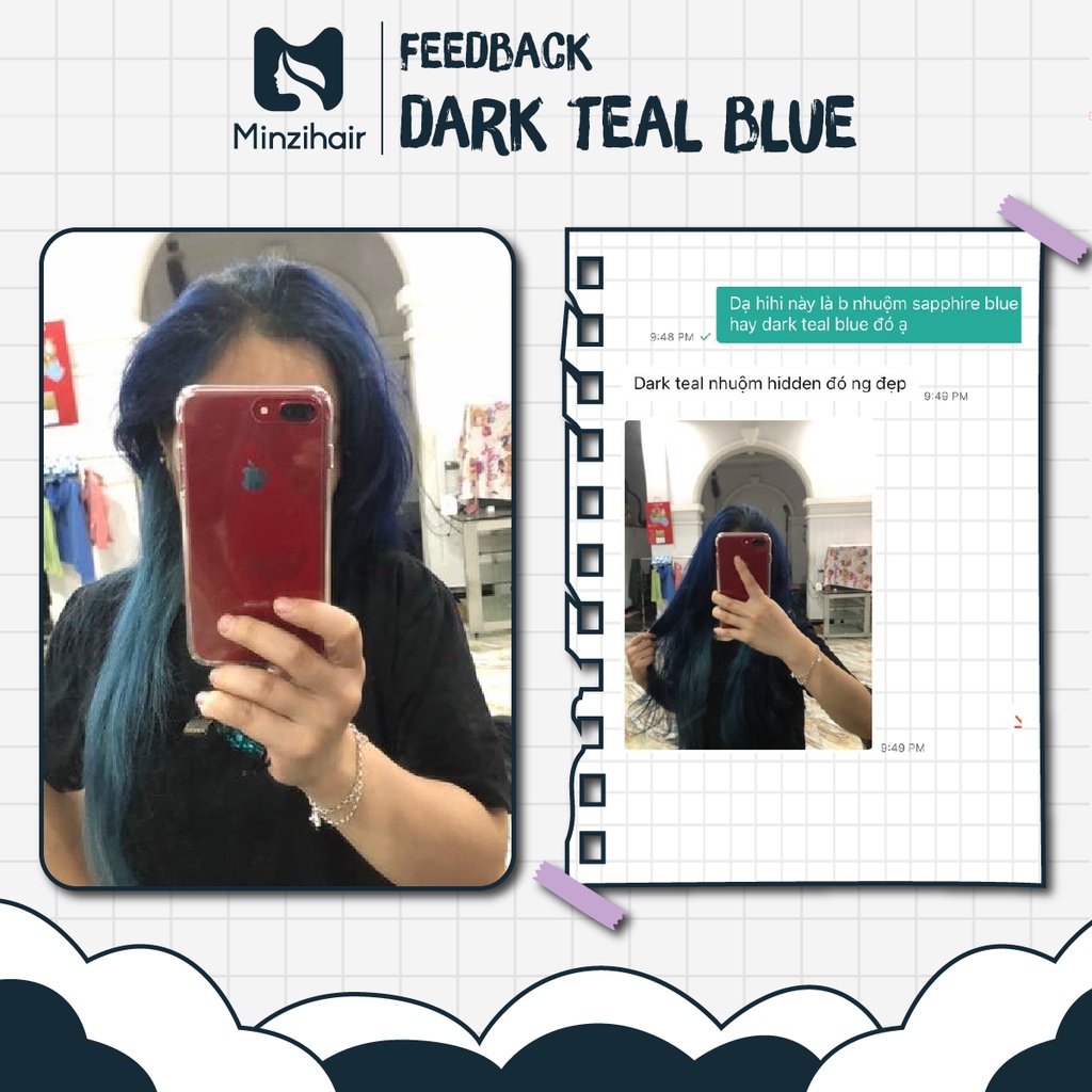 Thuốc Nhuộm Tóc Đậm Đặc Màu DARK TEAL BLUE - Trend 2022 - Minzihair HCM