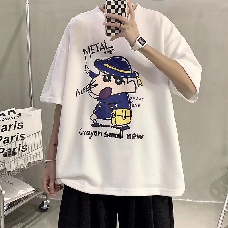 Áo Thun Tay Ngắn Dáng Rộng In Họa Tiết Hoạt Hình Phong Cách Hàn Quốc Thời Trang Mùa Hè Cho Nam Size M-8XL