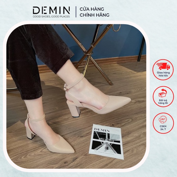 Sandal bít mũi nữ DEMIN giày cao gót nữ kiểu dáng BASSIC đế 7cm DSD088