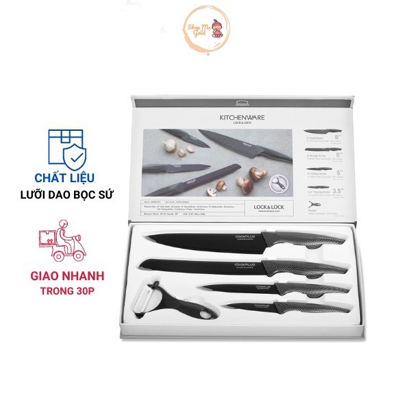 Bộ Dao 6 Món Lock&amp;Lock Cookplus CKK101S01 Chất Liệu Lúa Mạch Kháng Khuẩn, Bộ Dao Nhà Bếp 6 Món Lock&amp;Lock