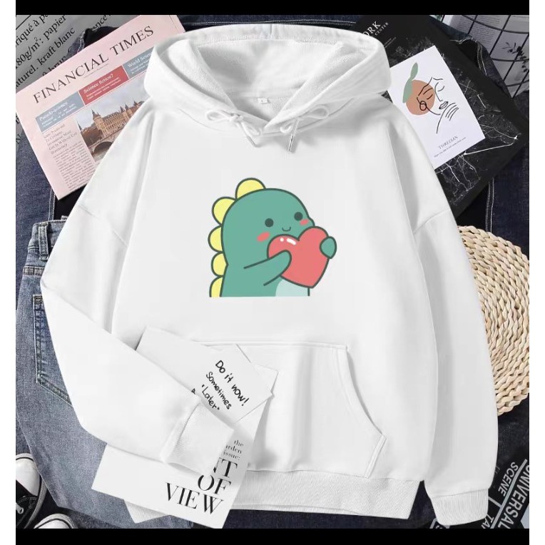 Áo hoodie khủng long ôm trái tim BIGOMALL