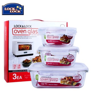 Bộ 3 Hộp Thủy Tinh Lock&Lock Euro LLG428S03 (LLG428 x 1, LLG831 x 2)