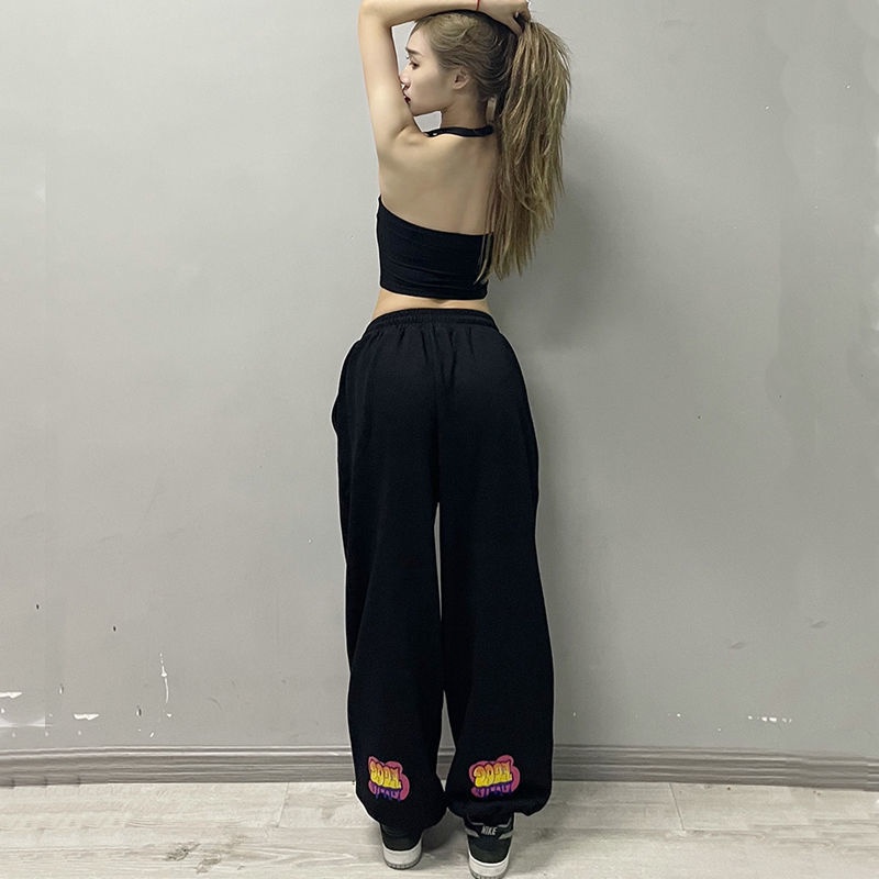 Quần Dài Ống Rộng Phong Cách Hiphop Đường Phố Cá Tính Cho Nữ