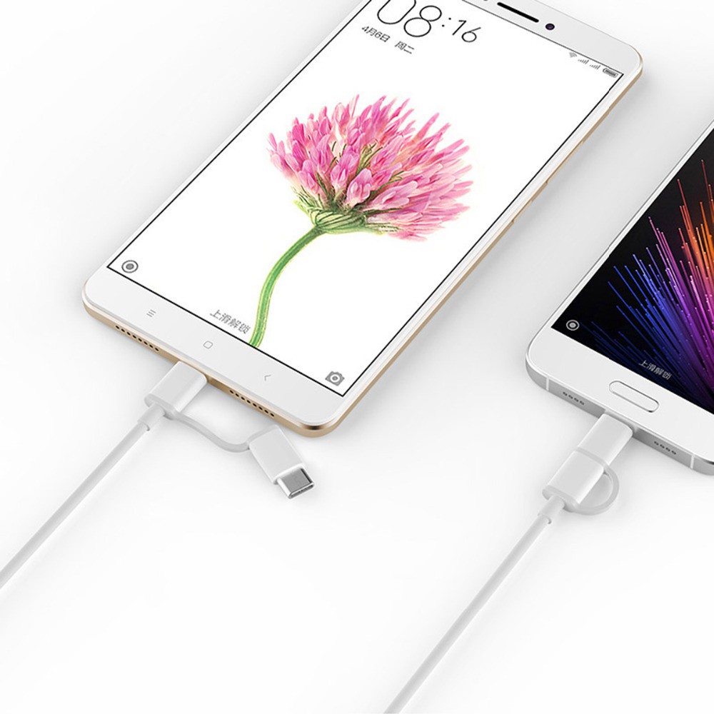 Dây Cáp Xiaomi Zmi Mi 2 Trong 1 Micro Usb + Type C Dài 30cm 100cm