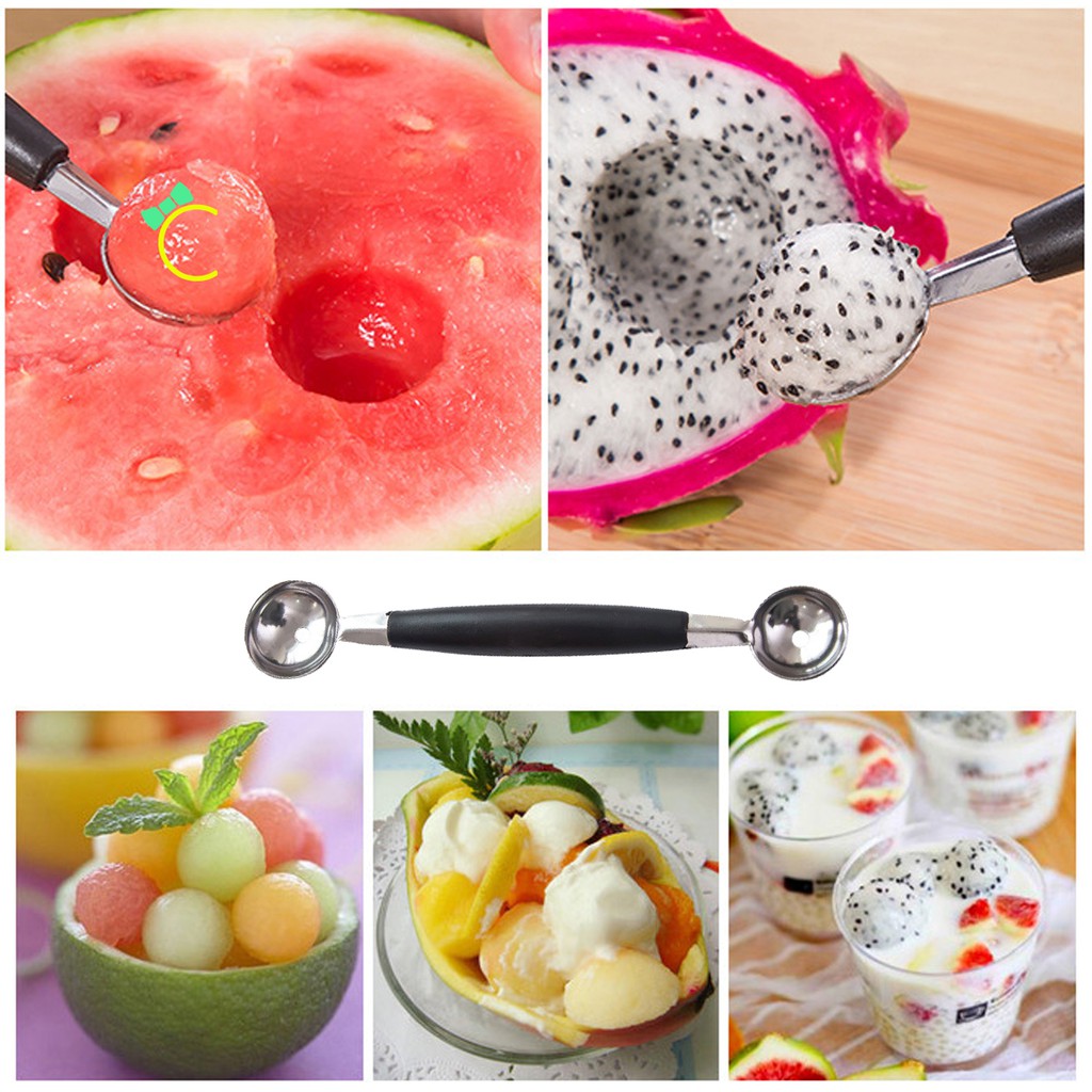 1 cái muỗng inox 2 đầu múc trái cây quả cầu dùng cho các món tráng miệng - CMPK112 - Cami