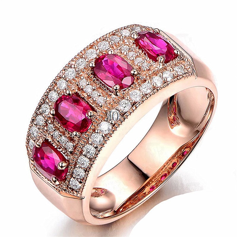 Nhẫn Đính Đá Ruby Màu Xanh Dương Sang Trọng