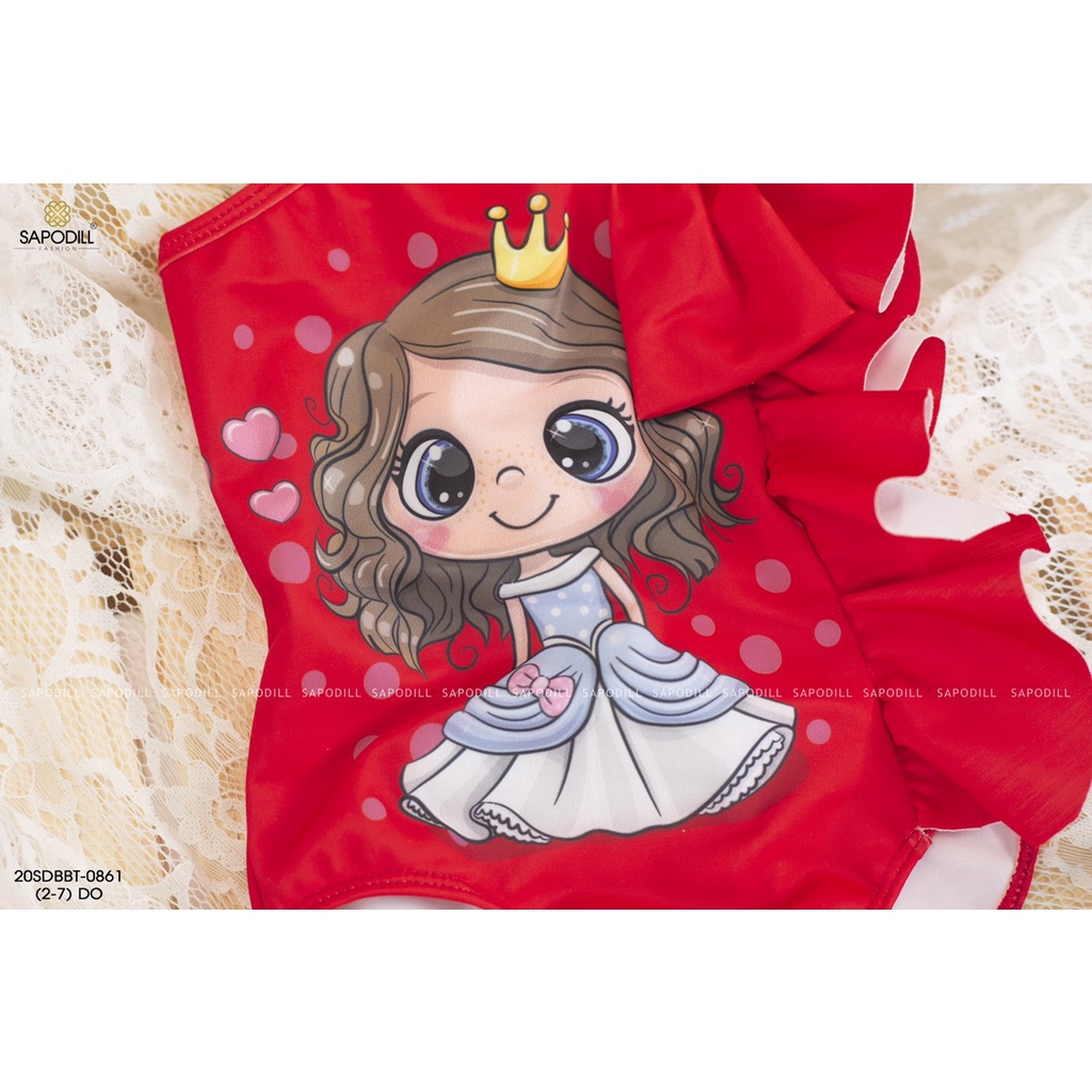 ĐỒ BƠI BIKINI BÉ GÁI ĐÍNH NƠ NGỰC IN CÔNG CHÚA 8-25KG