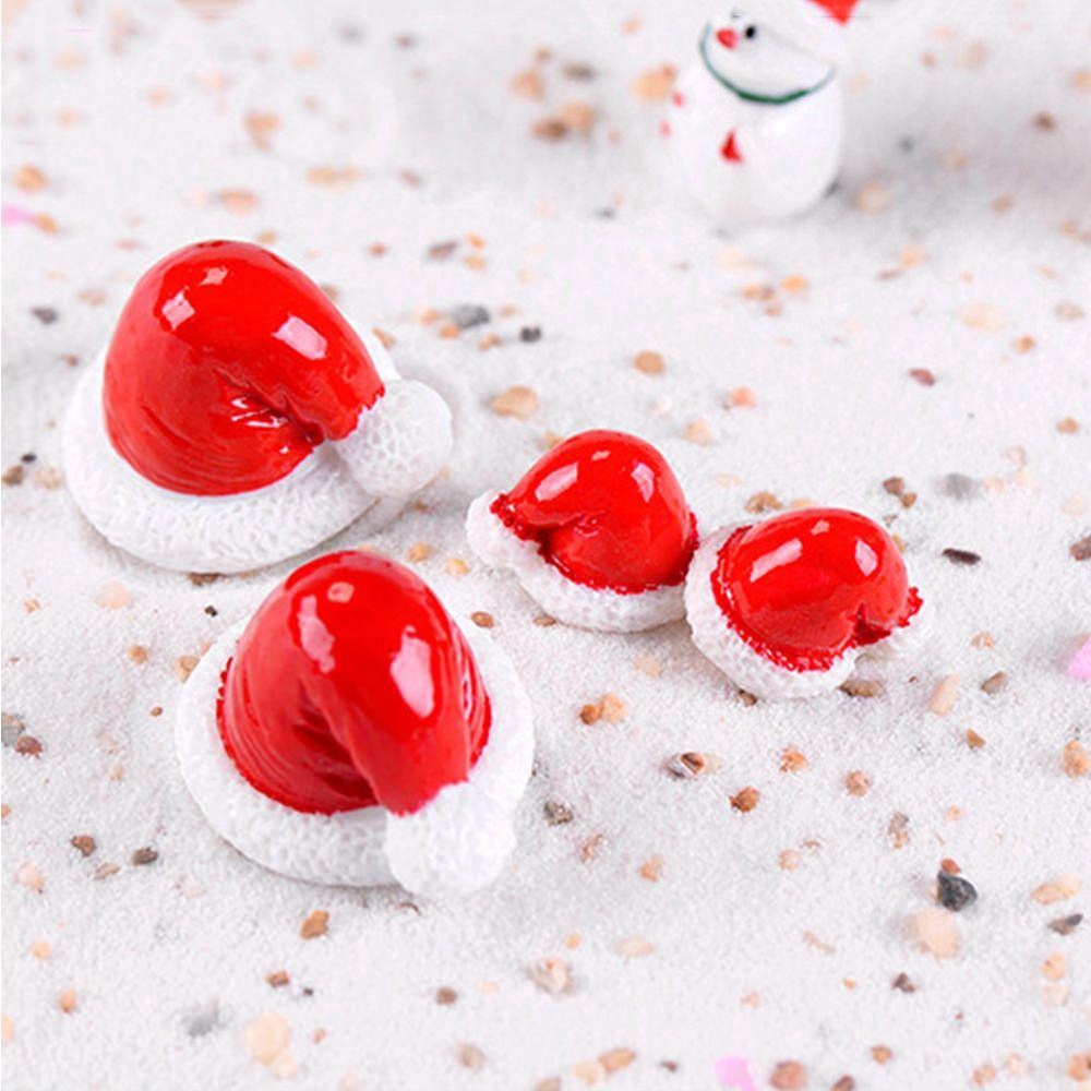 YIYU Set 5 Đồ trang trí Mũ Giáng Sinh Mini Bằng Nhựa Resin Trang Trí Sân Vườn