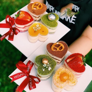 Ly tiramisu hình trái tim - Ly tim đựng bánh panna cotta - cốc nhựa tim có nắp WH-55