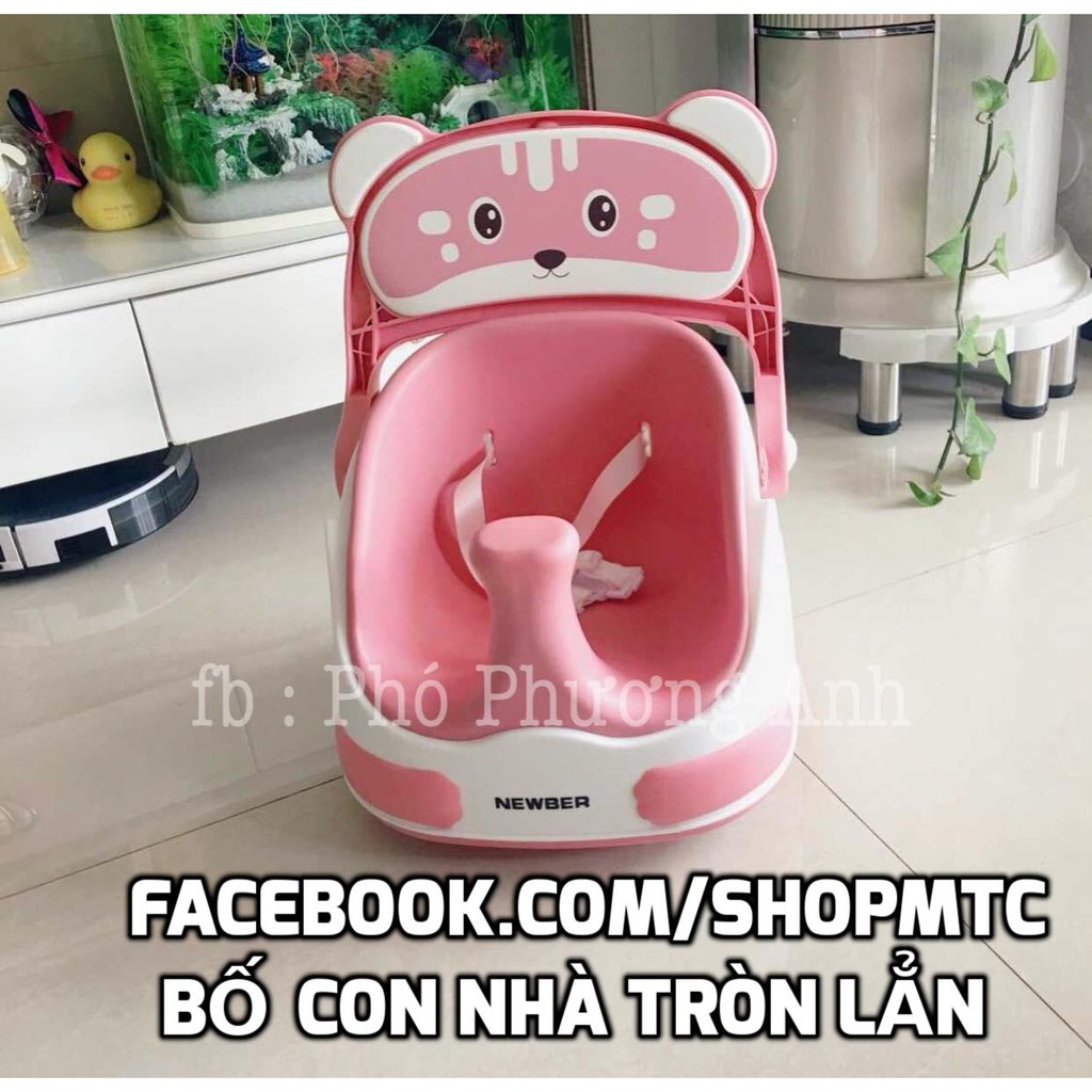 Ghế ăn dặm kiêm ghế chơi đồ chơi có bánh xe và dây kéo Newber Gấu Trúc cho bé trai và Gấu Hồng màu hường cho bé gái