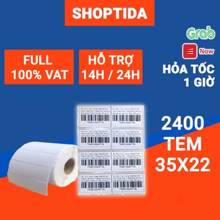 Tem in nhiệt Shoptida loại 2400 tem 35*22mm in minicode, barcode, 2 tem 1 hàng, sử dụng cho máy in nhiệt Shoptida SP4
