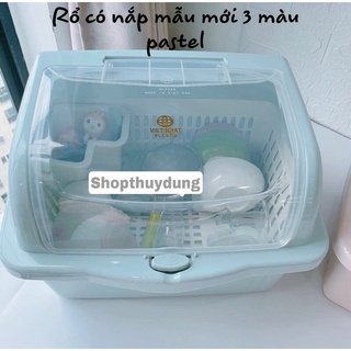 Rổ úp chén bát có nắp đậy Việt Nhật - Khay úp chén bát cho bé