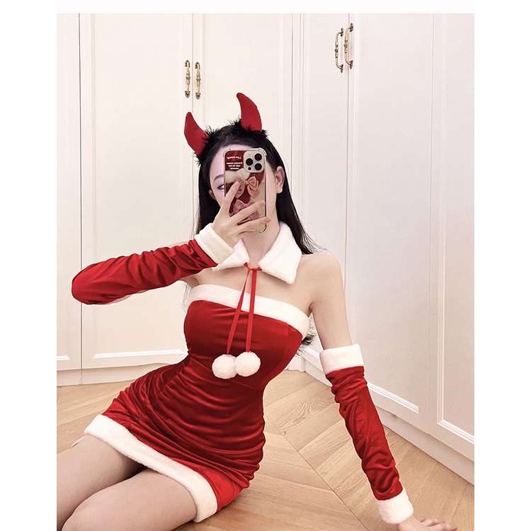 Đầm Ôm Dáng Phối Lông Xù Xinh Xắn Theo Phong Cách Thu Đông 2022 Dành Cho Nữ