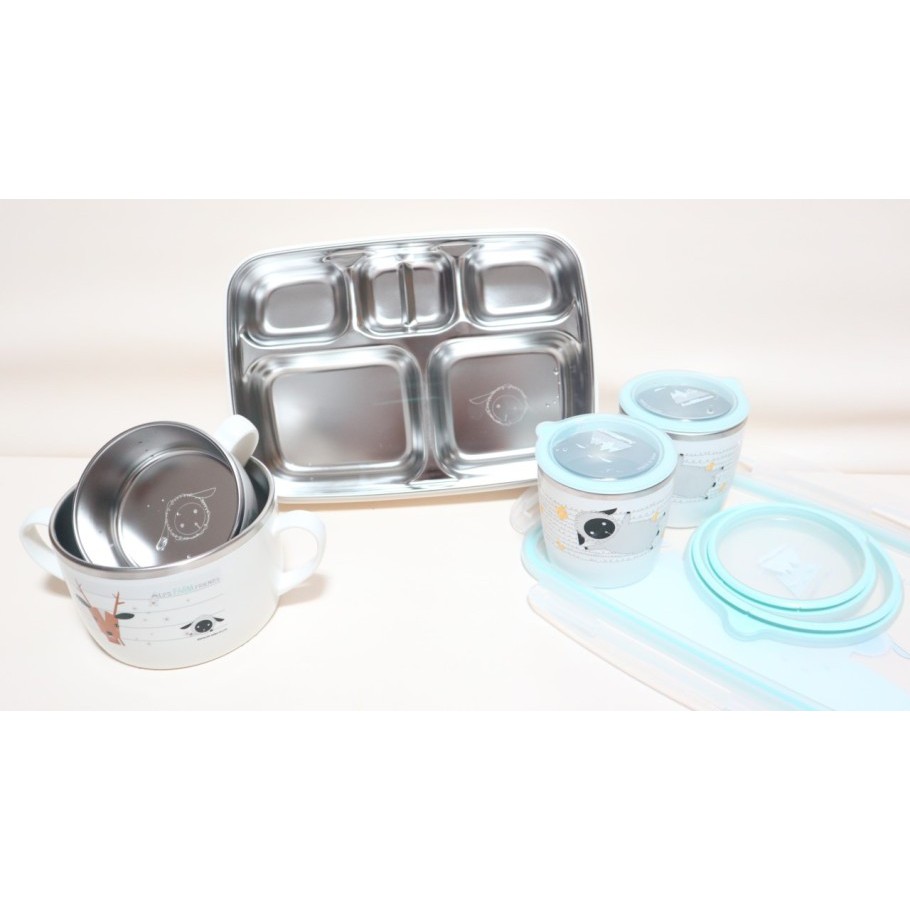Khay ăn dặm cách nhiệt 5 ngăn cho bé Stenlock Hàn Quốc