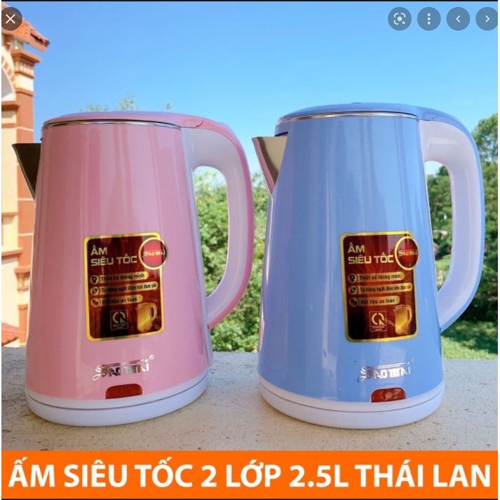 Ấm Siêu Tốc 2 Lớp 2.5L Chính Hãng Thái Lan Hàng Xuất Khẩu Việt Nam Sôi Nhanh [Mini Shop]