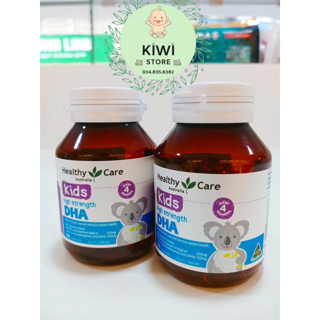 Viên uống DHA vị chanh Healthy Care Úc cho bé từ 4 tháng tuổi, 60 viên