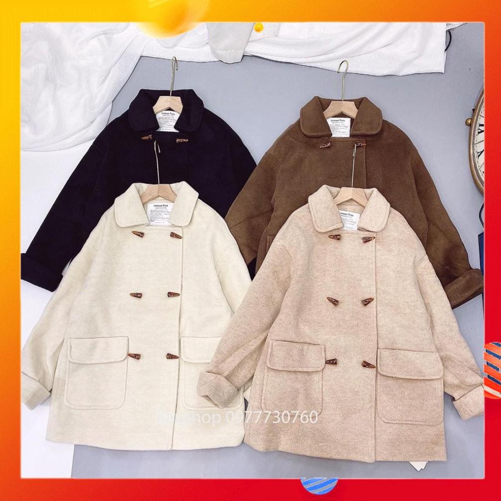 Áo Khoác Dạ, Áo Dạ Dáng Dài Khuy Sừng Túi Bầu, Form Dáng Đẹp, Hàng Cao Cấp Phong Cách Hàn Quốc Ulzzang.