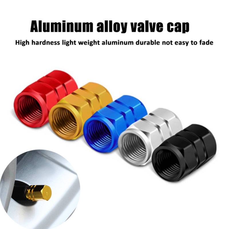 Bộ 2/4 Ốp Van Bánh Xe Hơi/Xe Máy/Xe Đạp 90 Độ Bằng Hợp Kim Nhôm Chống Bụi