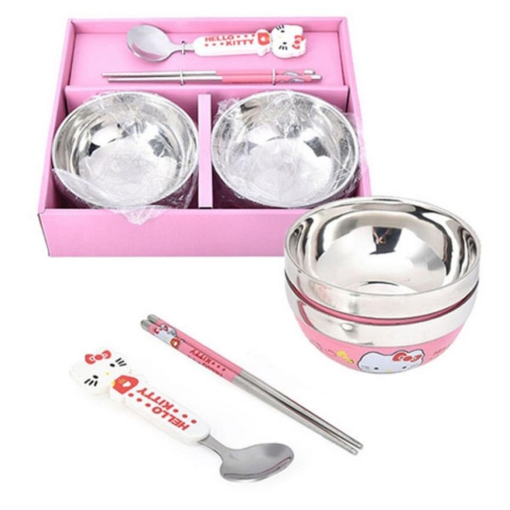BỘ BÁT ĂN CHỐNG NÓNG HELLO KITTY - DOREMON DỄ THƯƠNG CHO BÉ