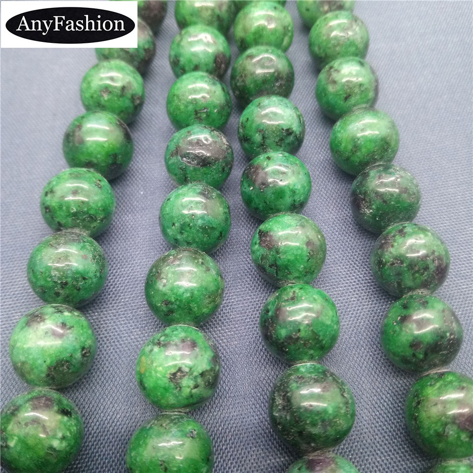 Rubyzoisite Chuỗi Hạt Đá Tròn Tự Nhiên 4-12mm Dùng Làm Trang Sức diy