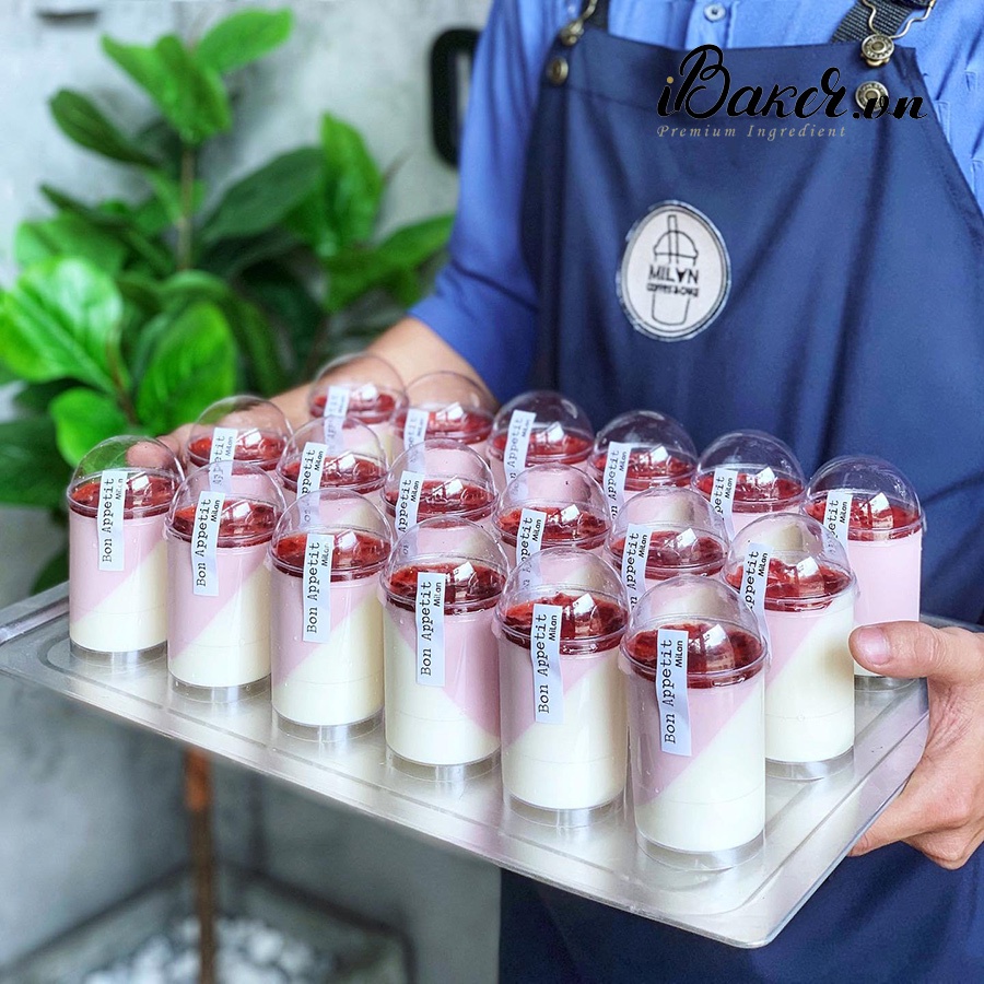 [Set 10] Ly nhựa PS hình trụ tròn có nắp cầu 6080 làm bánh mousse/ tiramisu/ pana cotta