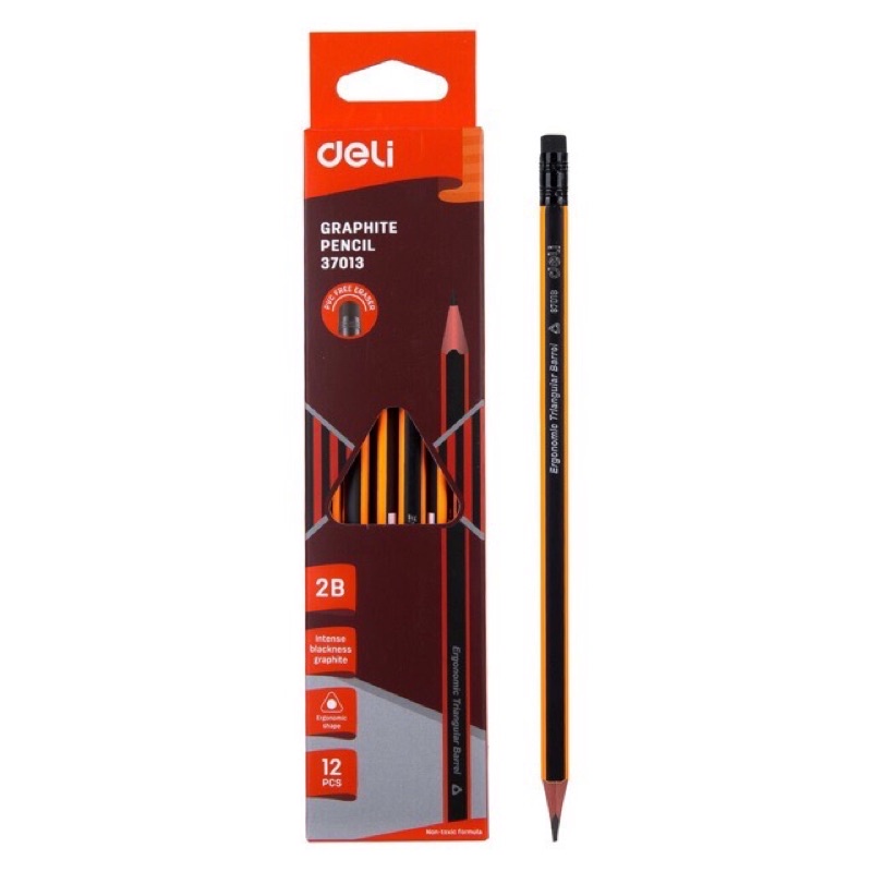 Hộp 12 cây bút chì gỗ Deli 2B 37015/37013