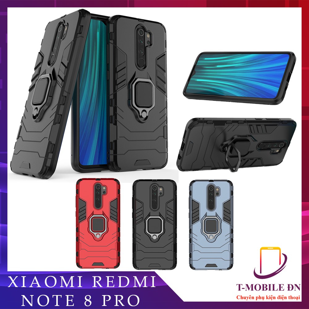 Ốp lưng Xiaomi Redmi Note 8 Pro, Ốp iron man chống sốc kèm nhẫn iring chống xem video tiện lợi Xiaomi Note 8 Pro