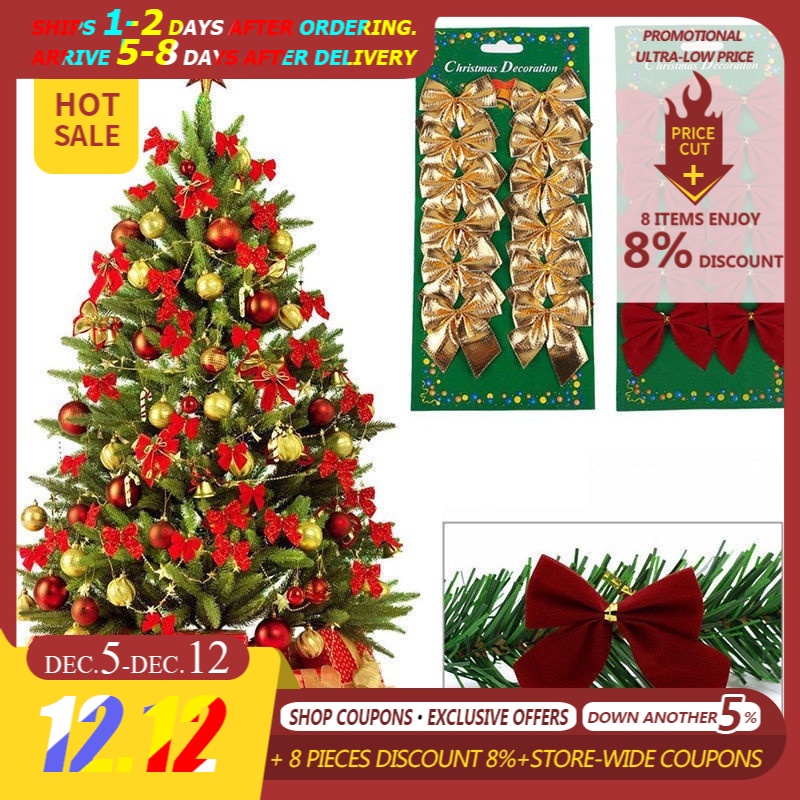 Set 12 nơ trang trí tiệc/ cây thông noel phù hợp làm quà tặng giáng sinh