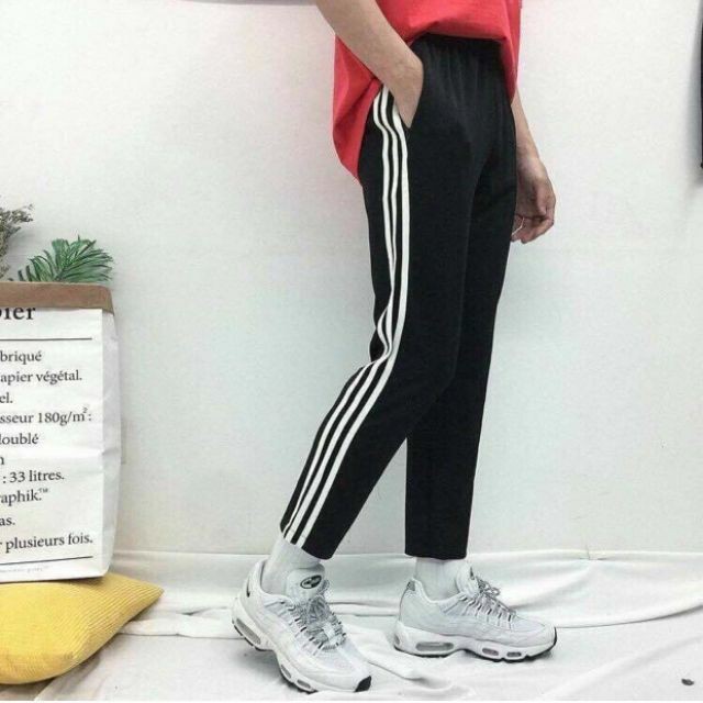 [RẺ VÔ ĐỊCH] Quần thể thao 3 SỌC Legging nữ Unisex màu đen