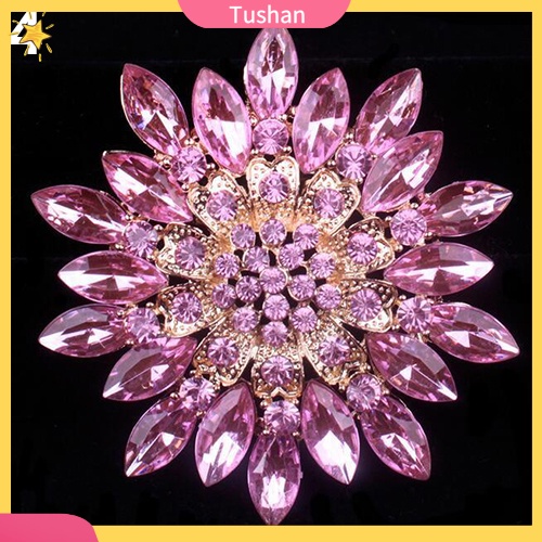 Ghim cài áo bằng hợp kim hình hoa có đính đá thời trang cho nữ