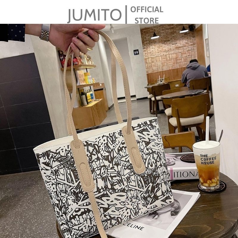 Túi xách nữ big size hoạt tiết gấu dễ thương da đựng được nhiều đồ JUMITO T1.037.GAU