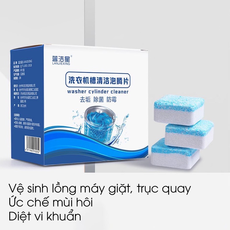 Viên tẩy vệ sinh lồng máy giặt lồng ngang dọc diệt khuẩn và tẩy sạch cặn, bóng giặt quần áo TINZ| mã VTLG