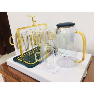 ) Bộ bình 6 cốc thủy tinh đổi mầu