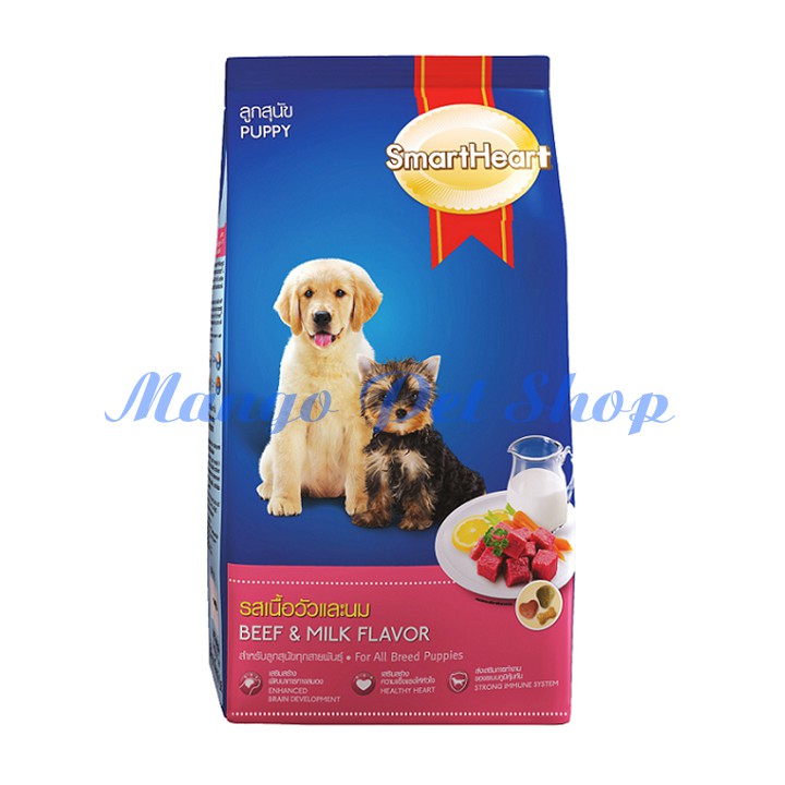 Thức Ăn Cho Chó Con Hương Vị Thịt Bò Và Sữa Smartheart Puppy Gói 400Gr