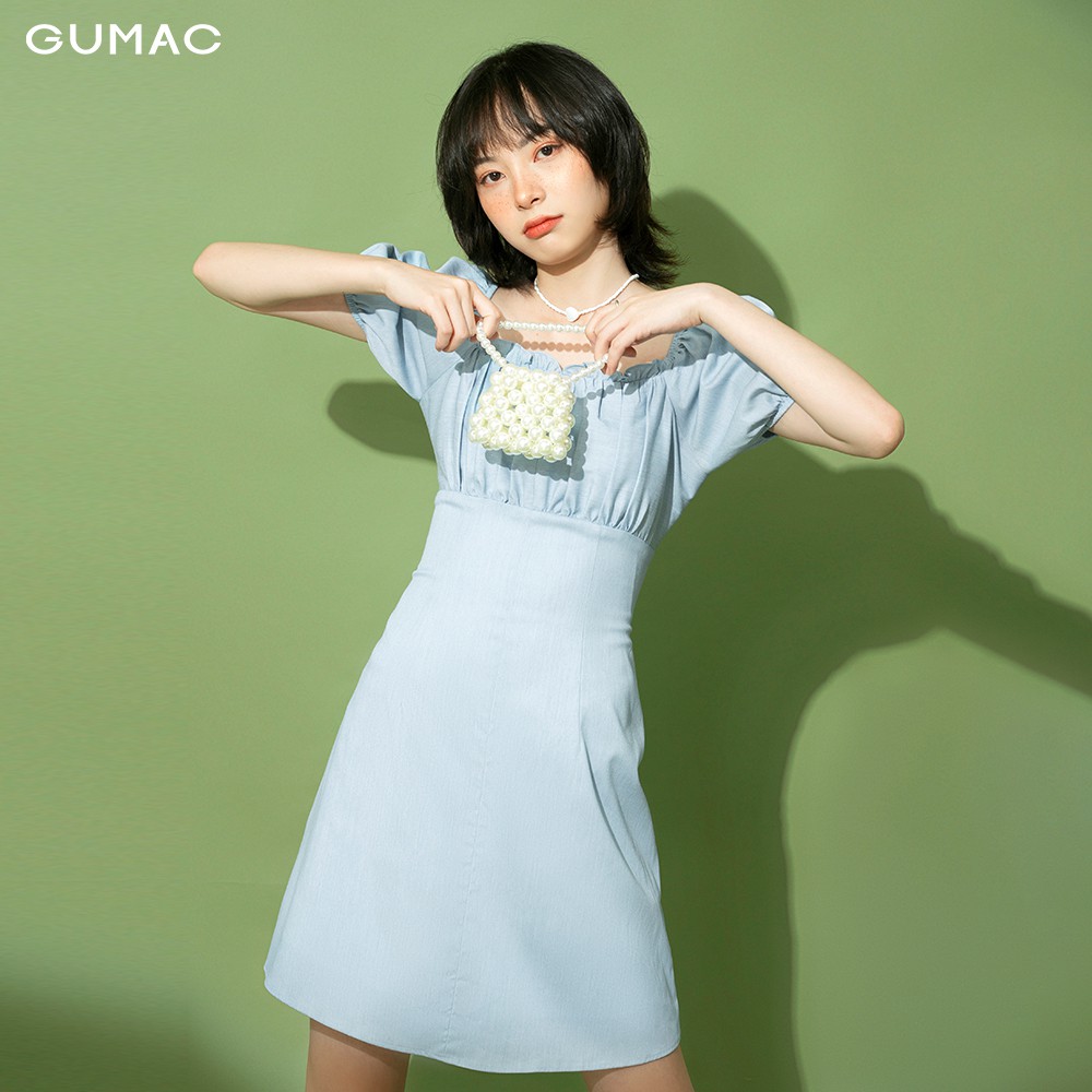 Đầm thun nữ nhún ngực GUMAC cổ vuông dễ thương đủ màu đủ size DB148 | BigBuy360 - bigbuy360.vn