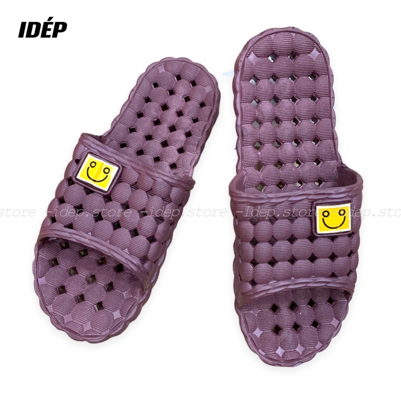 𝐢𝐃É𝐏 𝐃𝐋𝟏𝟐𝟐 Dép Nhựa lỗ tròn mặt cười Nam Nữ đi trong nhà tắm chất cao su mền chống trơn trượt